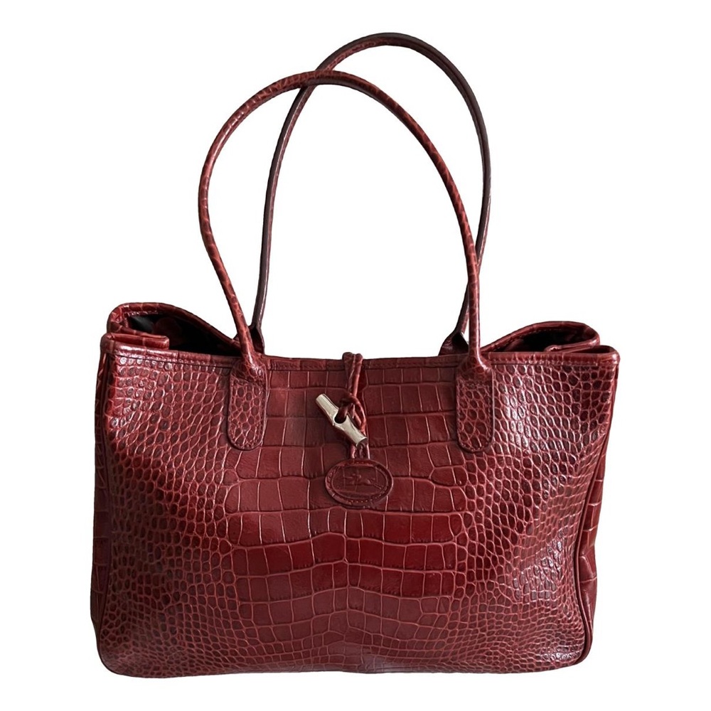 Longchamp croc embossed leather tote